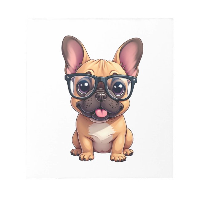 Bloc De Notas Bulldog Francés con Gafas (Frente)