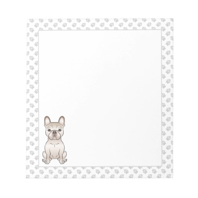 Bloc De Notas Bulldog Francés Cute Cream / Perro Frenchie y pata (Frente)