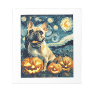 Bloc De Notas Bulldog Francés de la noche estrellada de Van Gogh