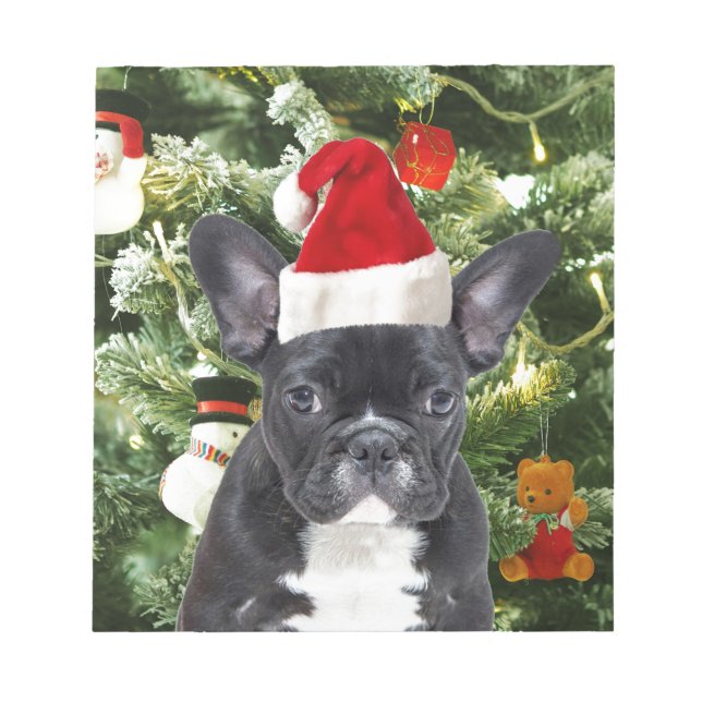 Bloc De Notas Bulldog francés Ornamenta árbol de Navidad Snowman (Frente)