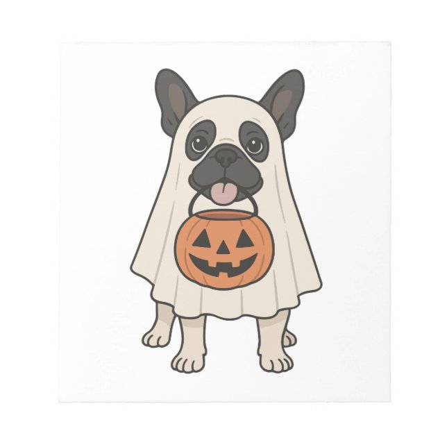 Bloc De Notas Bulldog Francés Perro de Halloween Fantasma (Frente)