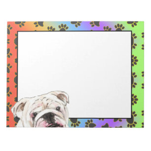 Bloc De Notas Bulldog inglés colorido perro patrón de pepita Not