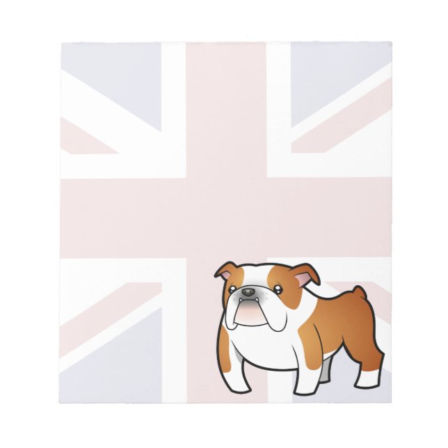 Bloc De Notas Bulldog inglés Union Jack Personalizado (Frente)