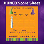 Bloc De Notas Bunco Score Pad Octubre Tema Bruja Halloween<br><div class="desc">Aquí hay una atractiva almohadilla para la puntuación Bunco inspirada en Halloween para usarla en su próximo evento en Bunco. Incluye un texto que dice "Roll Los dados brujos" y dos brujos gorras. Añade algo de diversión a tu Fiesta de Halloween Bunco. Incluye texto fácil de leer e incluye Baby...</div>