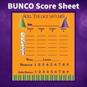 Bloc De Notas Bunco Score Pad Octubre Tema Bruja Halloween