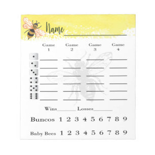 Bloc De Notas Bunco Score Sheets Bee Notepad