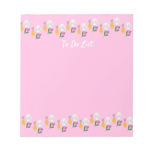 Bloc De Notas Bunnios grises, zanjas y tulipanes morados rosados (Frente)