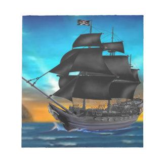 BLOC DE NOTAS BUQUE PIRATA AL ATARDECER