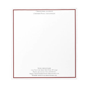 Bloc De Notas Burgundy Blanco Profesional Personalizado