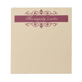 Bloc De Notas Burgundy Floral Swirls | Custom Gold Notepad