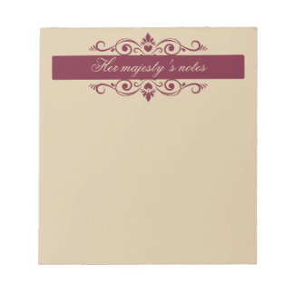 Bloc De Notas Burgundy Floral Swirls | Custom Gold Notepad