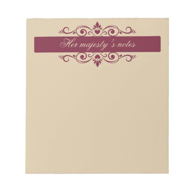 Bloc De Notas Burgundy Floral Swirls | Custom Gold Notepad (Frente)