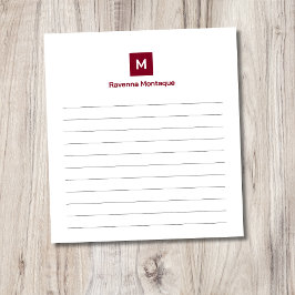 Bloc De Notas Burgundy Modern Lined Chic Trendy Monogram