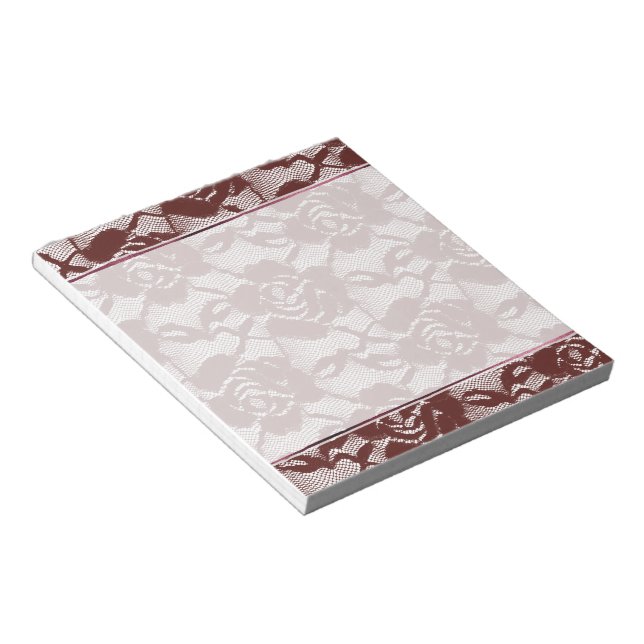 Bloc De Notas Burgundy Red Lace Floral (Lado Derecho)