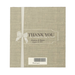 Bloc De Notas Burlap y Bow Candy Bar Favor