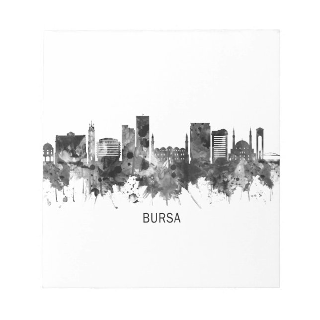 Bloc De Notas Bursa Turkey Skyline BW (Frente)