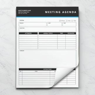 Bloc De Notas Business Name Simple Meeting Agenda Notepad