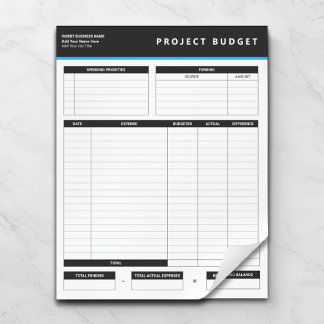 Bloc De Notas Business Project Budget Template Sheets Notepad