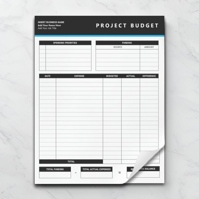 Bloc De Notas Business Project Budget Template Sheets Notepad (Subido por el creador)