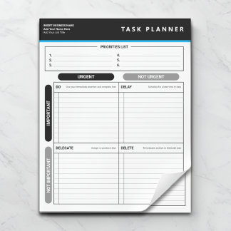 Bloc De Notas Business Task Planner Priority Matrix Notepad