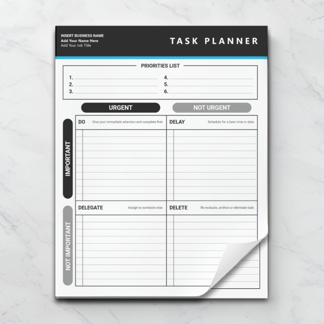 Bloc De Notas Business Task Planner Priority Matrix Notepad (Subido por el creador)