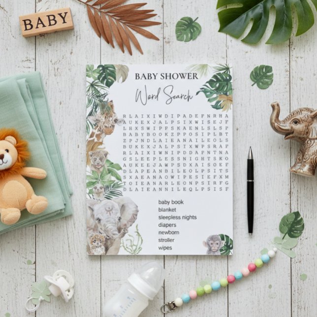 Bloc De Notas Búsqueda de palabras en Baby Shower Jungle Safari  (Subido por el creador)