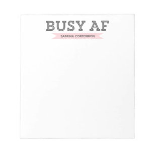 Bloc De Notas Busy AF Tipografía moderna de moda Rosa