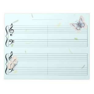 Bloc De Notas Butterfly Grand Staff Extra Wide Rule Kids Music
