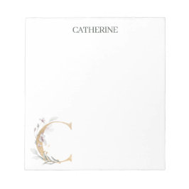 Bloc De Notas C Monograma Floral Personalizado