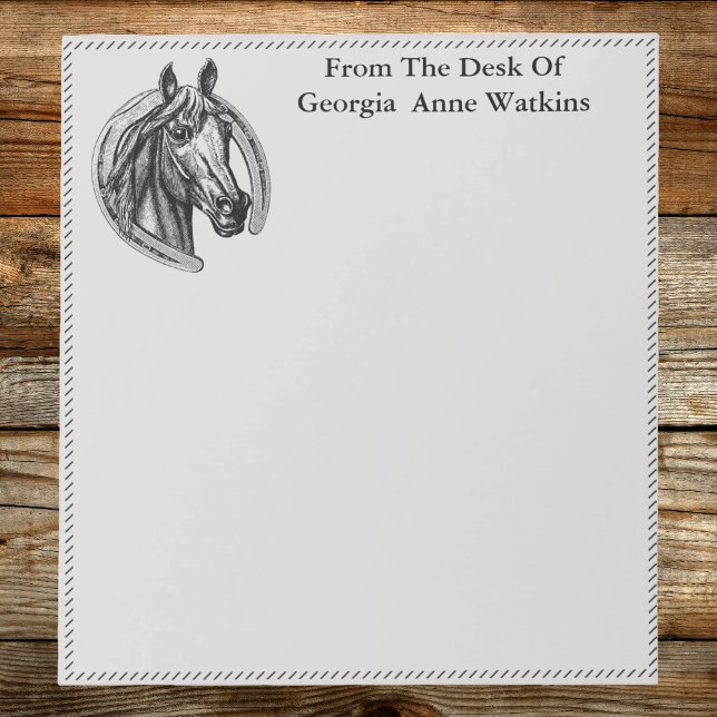 Bloc De Notas Caballo Afortunado Vintage (Personalized horse notepad with vintage design, perfect for equestrian lovers to jot notes in style.)