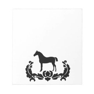 Bloc De Notas Caballo Damask blanco y negro