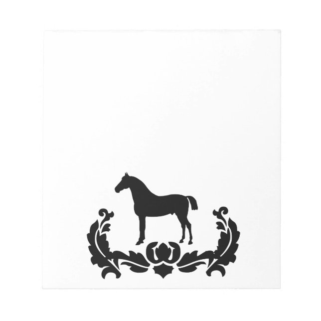 Bloc De Notas Caballo Damask blanco y negro (Frente)