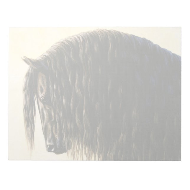 Bloc De Notas Caballo de Borrador Friesiano Negro (Frente)