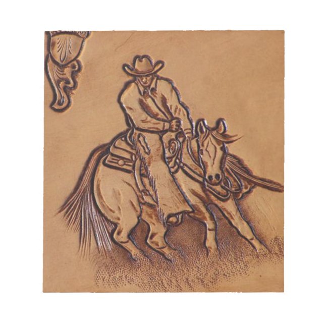 Bloc De Notas Caballo de cuero occidental Riding Rodeo Cowboy (Frente)