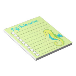 Bloc De Notas Caballo de mar azul verde marino a hacer lista