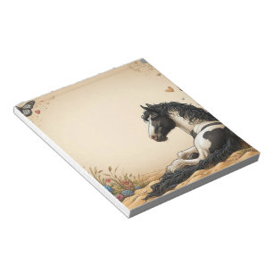 Bloc De Notas Caballo de pintura negra y blanca