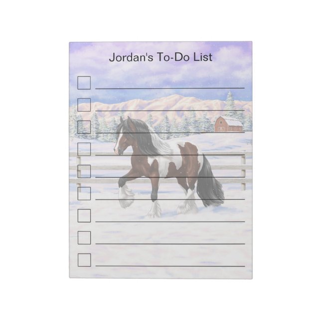 Bloc De Notas Caballo del gitano Vanner Tinker Bay Pinto Brown S (Lado Izquierdo)
