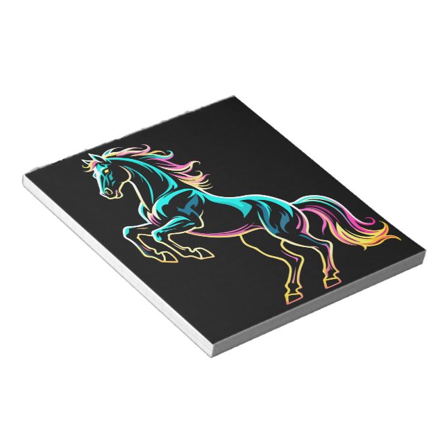 Bloc De Notas Caballo Luz de Neón Glitch Estilo Retro (Lado Derecho)
