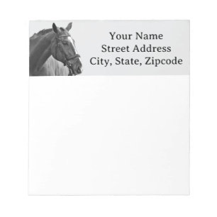 Bloc De Notas Caballo Moderno Ecuestre Negro y Blanco