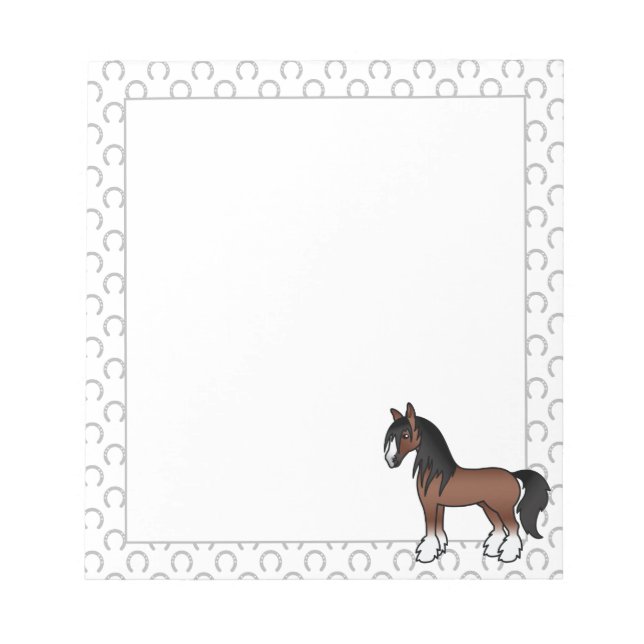 Bloc De Notas Caballo Personalizado de Brown Gypsy Vanner Clydes (Frente)
