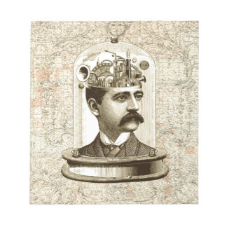 Bloc De Notas Cabeza cerebral de reloj de vapor punk en frasco