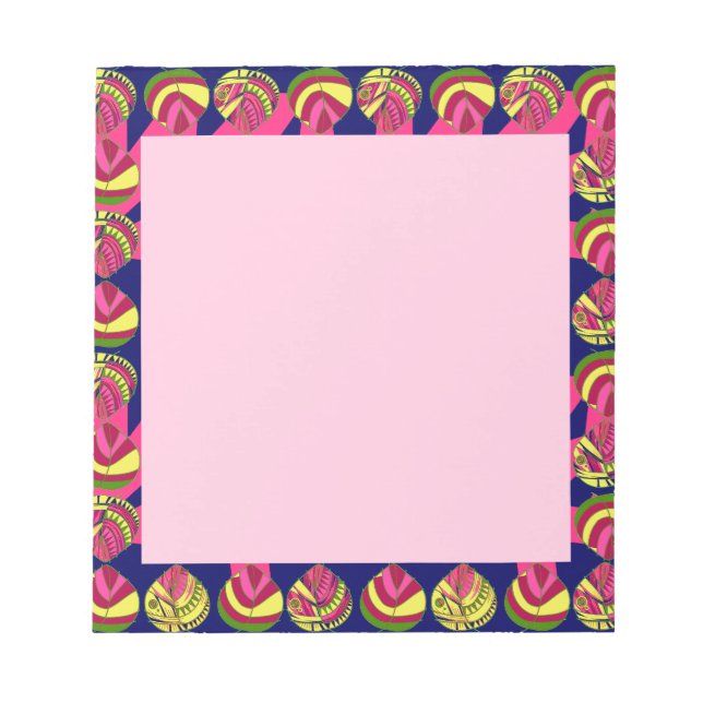 Bloc De Notas Cabeza de pescado deja verde magenta amarillo (Frente)