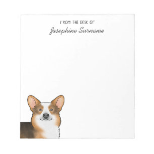 Bloc De Notas Cabeza de Tri Pembroke Welsh Corgi pelirrojo y tex