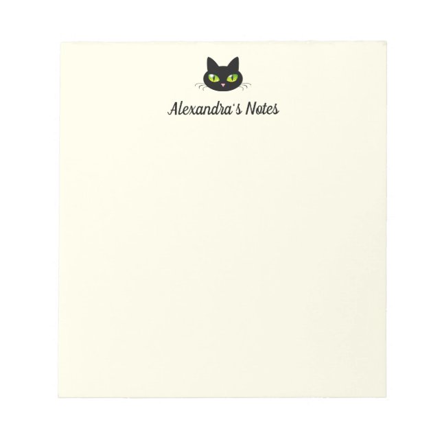 Bloc De Notas Cabeza moderna de gato negro y personalizada de Gu (Frente)