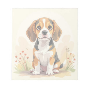 Bloc De Notas Cachorro Beagle Tricolor Blanco Negro y Canela Ado