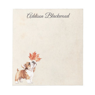 Bloc De Notas Cachorro Bulldog Adorable Personalizado con Hoja d