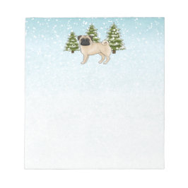 Bloc De Notas Cachorro Caricatura Lindo Pug Cervato Bosque Inver