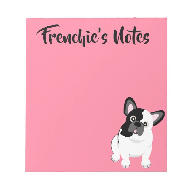 Bloc De Notas Cachorro francés blanco y negro adorable (Frente)