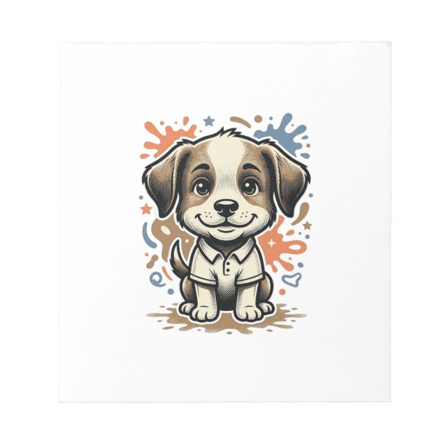 Bloc De Notas Cachorro Lindo Salpicadura Grabado Diseño Vectoria (Frente)