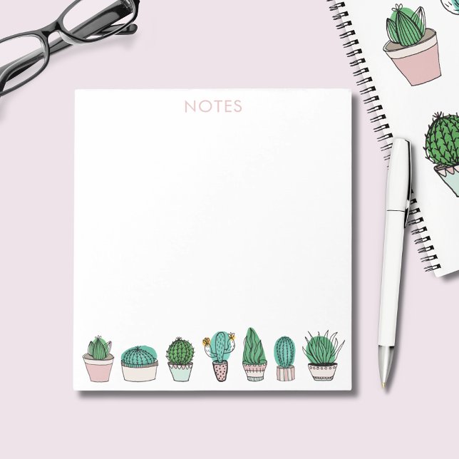 Bloc De Notas Cacti Cactus Suculents Potts Plants (Potted succulent cactus cacti notepad with customized text. )